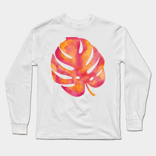 Colorful monstera leaf Long Sleeve T-Shirt by RosanneCreates